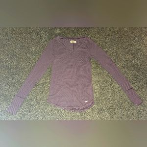 Hollister purple and white stripe long sleeve shirt, XS